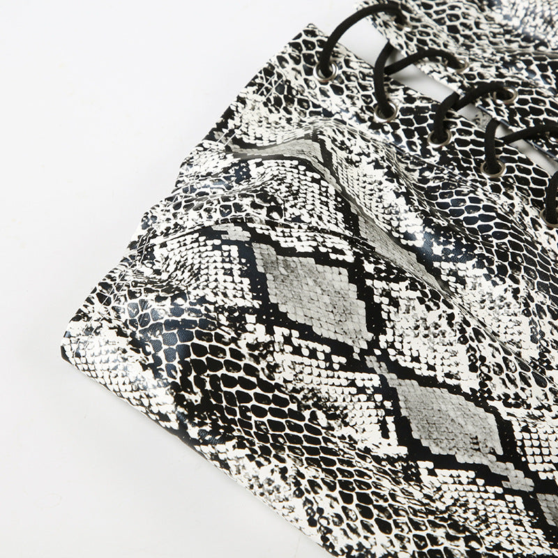 Spice Girl Snake - Print Lace - Up Bandeau Corset