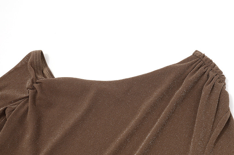 One - Shoulder Waist - Cutout Drape Dress