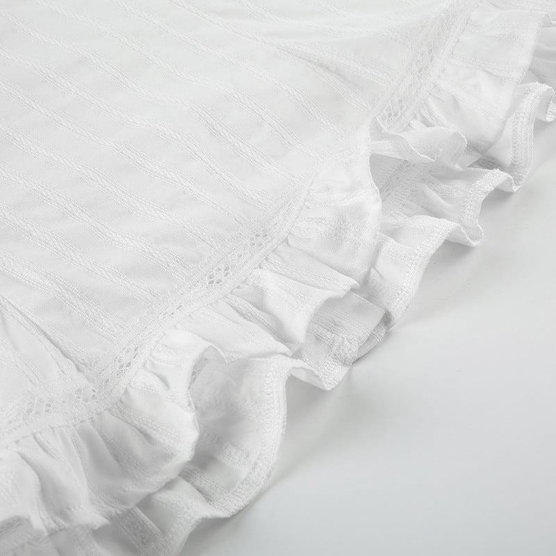 Lace - Trimmed Button - Down White Camisole Top