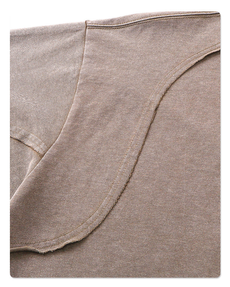 Vintage Patchwork Raw - Edge Loose Short - Sleeve T - Shirt