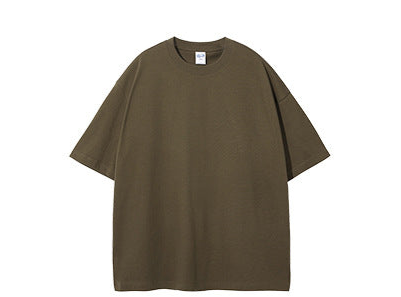 275g Earth-Tone Loose-Fit Solid Cotton T-Shirt