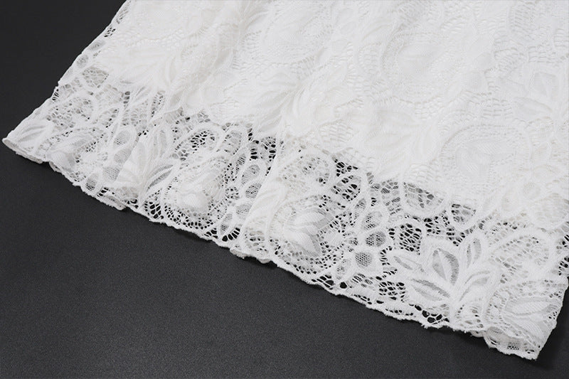 White Lace Spaghetti Strap Mermaid Dress