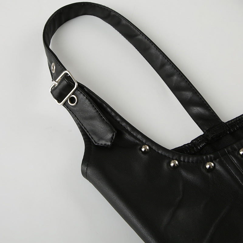 Functional Rivet Leather Cami Vest