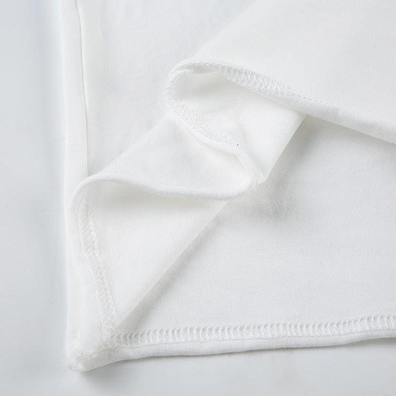 Cat - Printed Irregular Off - Shoulder Short - Sleeve T - Shirt