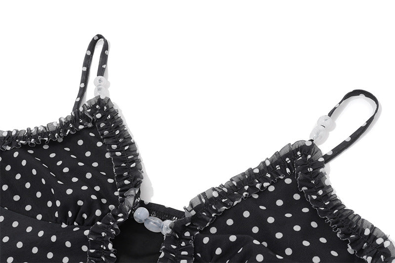 Polka Dot Spaghetti Strap Deep - V Mermaid Dress