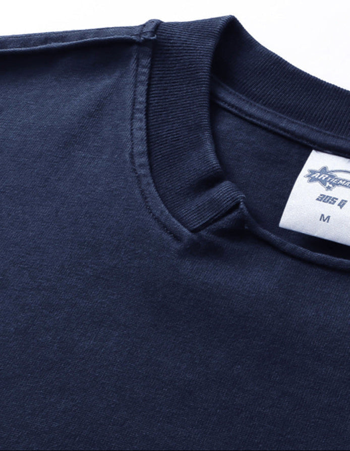 Vintage Washed Ribbed Crew - Neck Loose Short - Sleeve T - Shirt