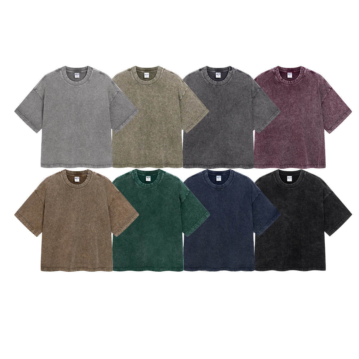 Loose-Fit Cropped Snow-Wash Distressed Essential T-Shirt