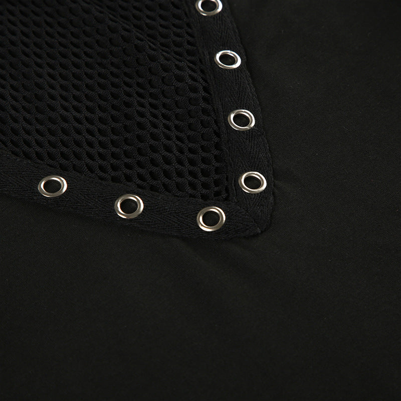 Functional Dark Mesh - Paneled Crop Top