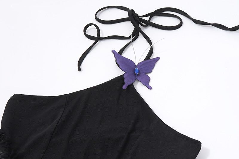 Night Elf Butterfly Halter Maxi Dress