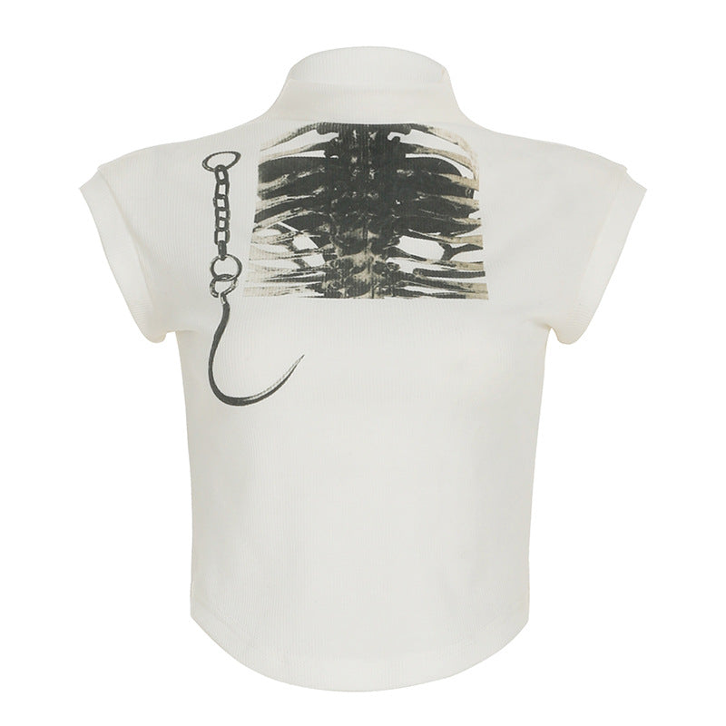 Personalized - Printed High - Neck Sleeveless Crop Top