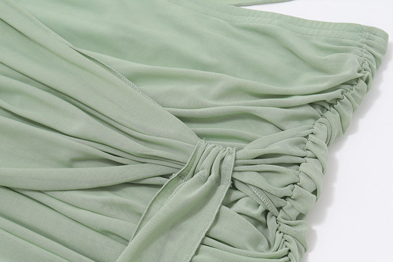 Mint Green Spaghetti Strap Ruched Two - Piece