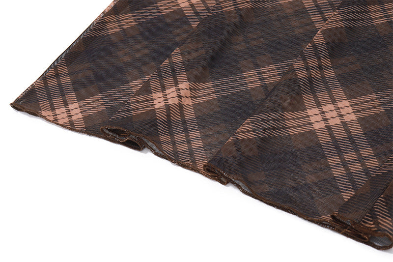 Plaid Slip Slit Maxi Dress