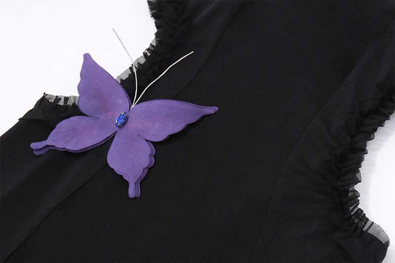 Night Elf Butterfly Halter Maxi Dress