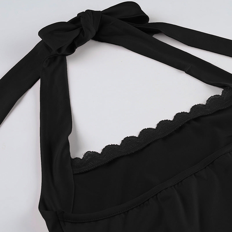 Simple Sexy Lace - Trimmed Halter Top