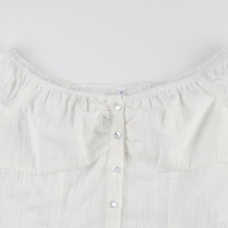 Off - Shoulder Ruffled Corset Top