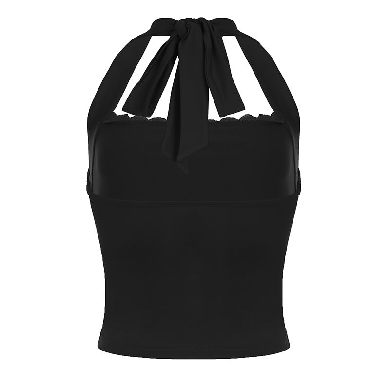 Simple Sexy Lace - Trimmed Halter Top