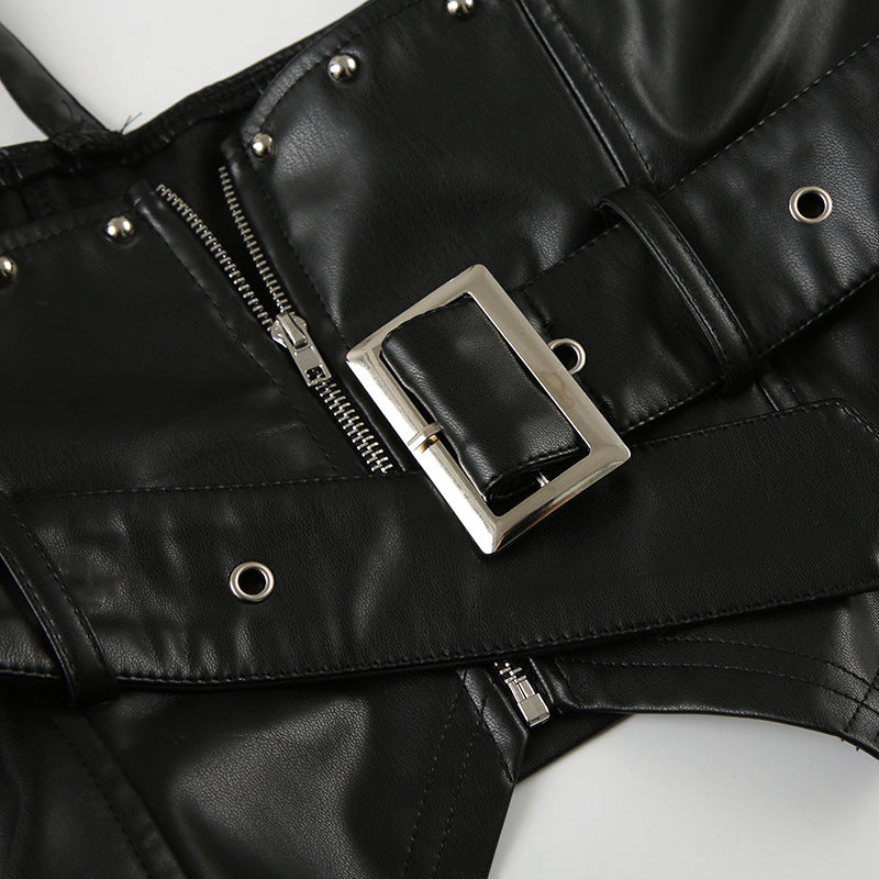 Functional Rivet Leather Cami Vest