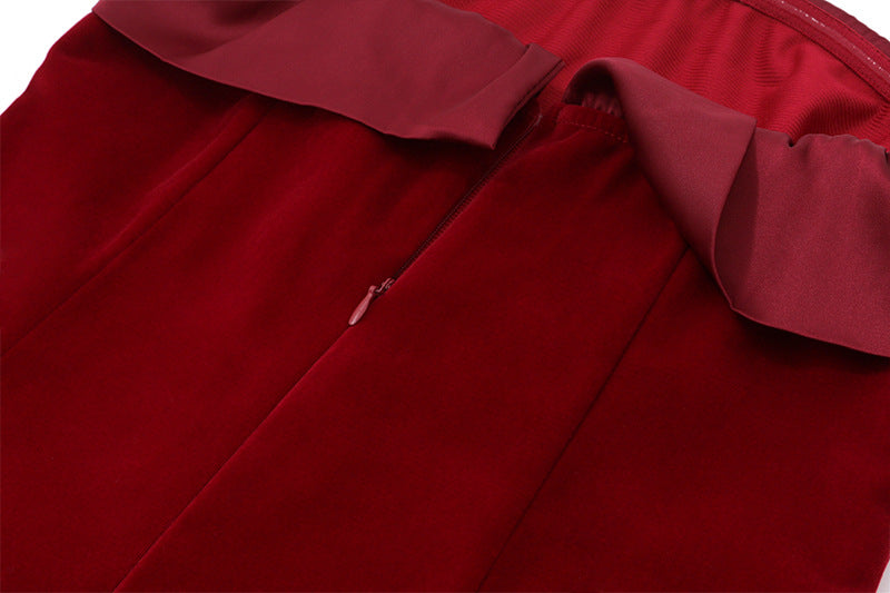 Velvet Bandeau Puff Mini Dress