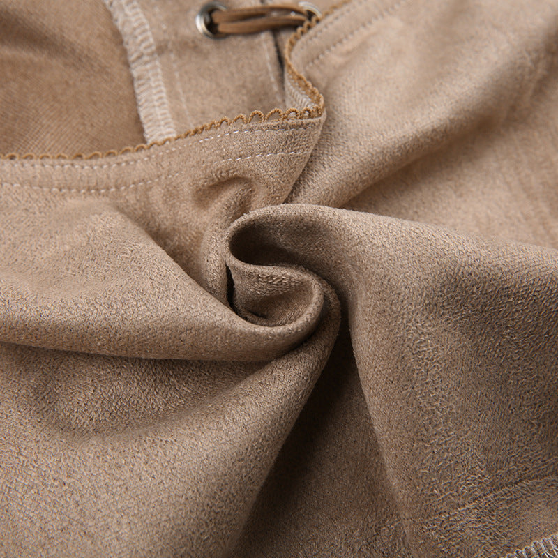 intage Lace - Collar Fringe - Tied Suede Vest