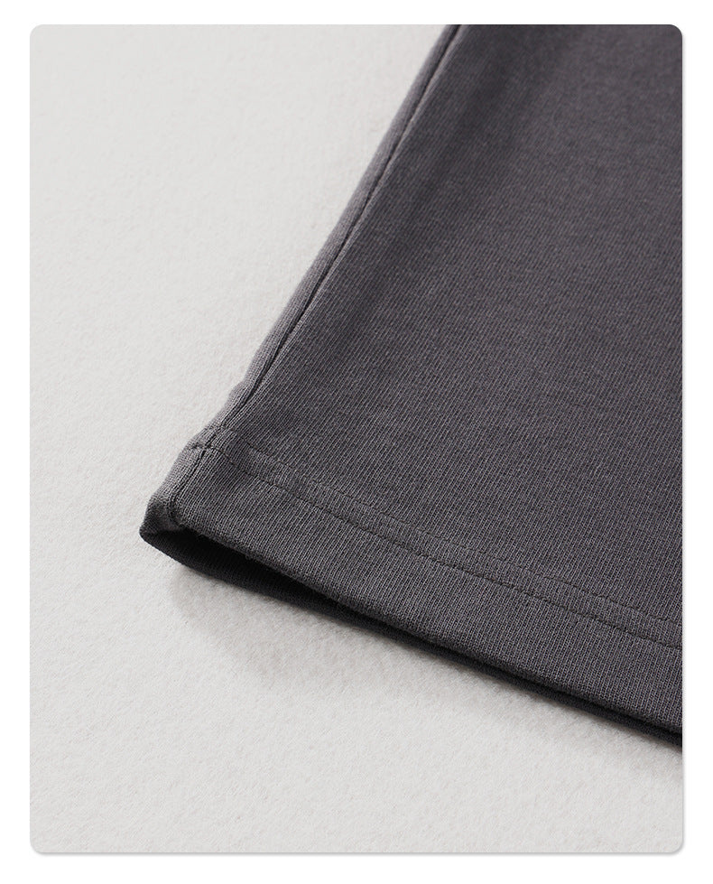 275g Earth-Tone Loose-Fit Solid Cotton T-Shirt