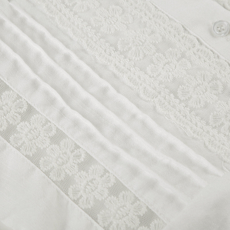 Lace - Trimmed Corset Top with Ruffled Sleeves