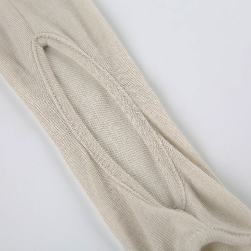 Functional - Style Strappy Cut - Out Long - Sleeve Top