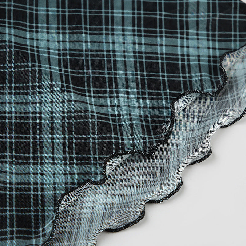 Plaid Lace - Spliced Sweet - Edgy Camisole Top