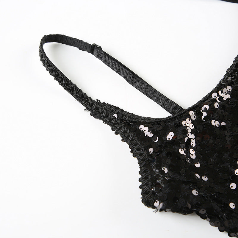Sexy Sheer Sequin Cami Top