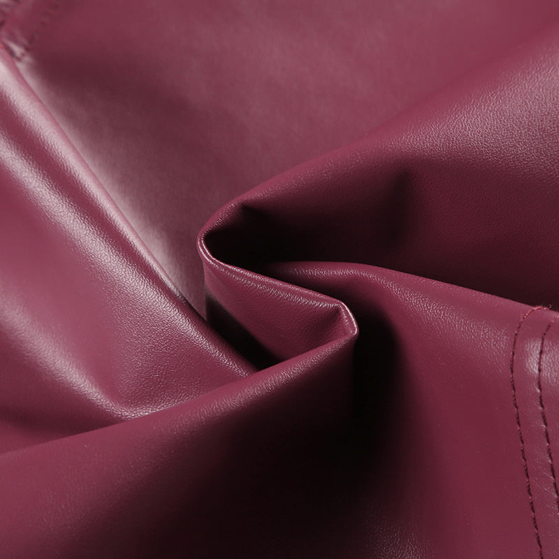 Crimson Pleated Leather Vest