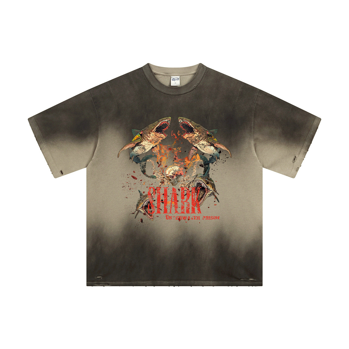 Streetwear Dark Gothic Shark Graphic Printed T-Shirt
