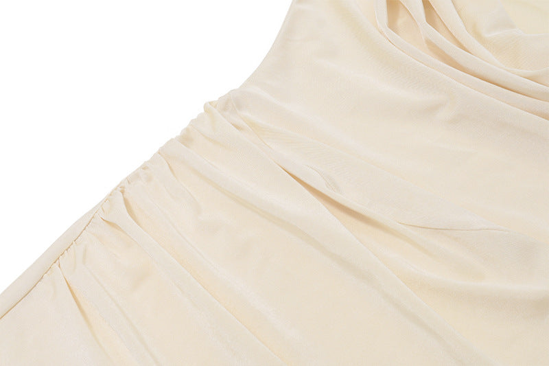 Draped Neckline Ruched Bodycon Dress