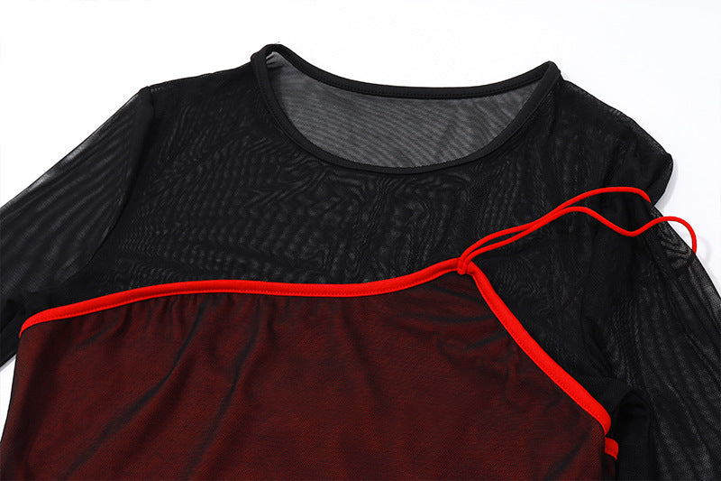 Sheer Mesh - Paneled Bodycon Dress