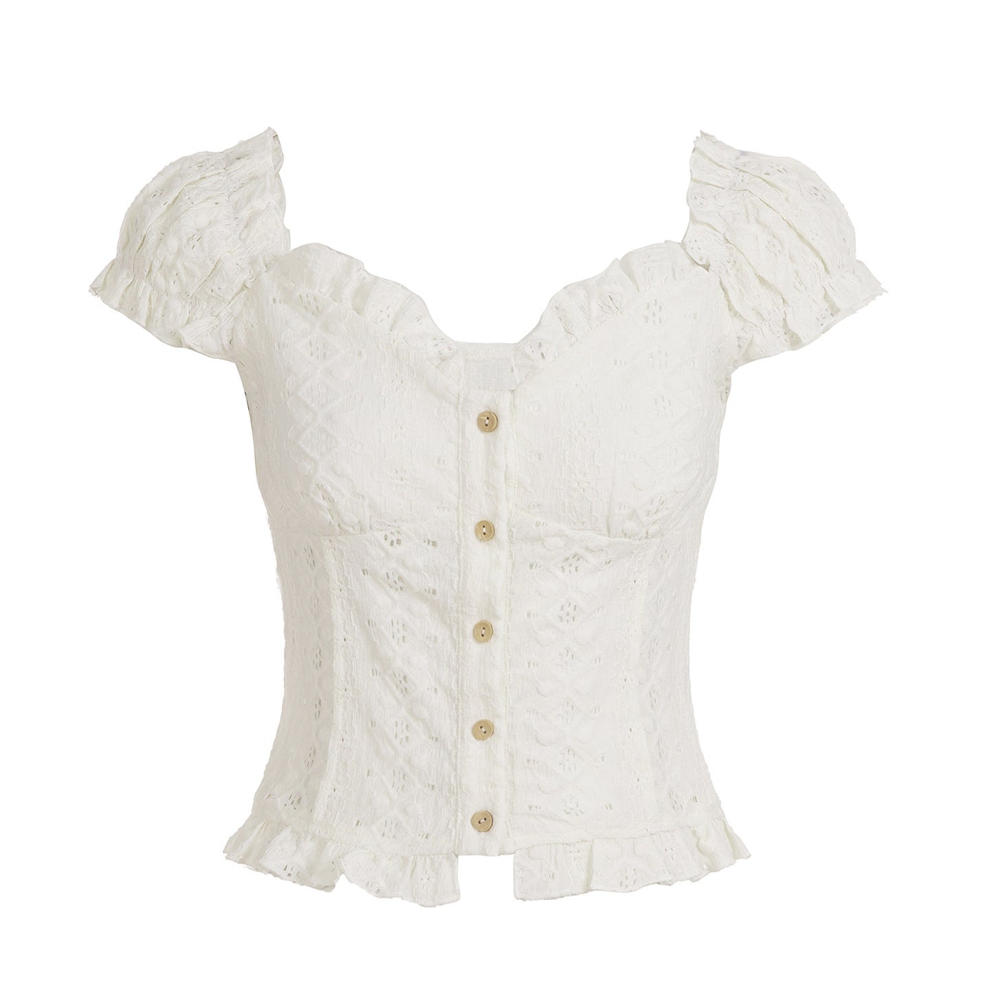 Eyelet Embroidery Ruffled Corset Top