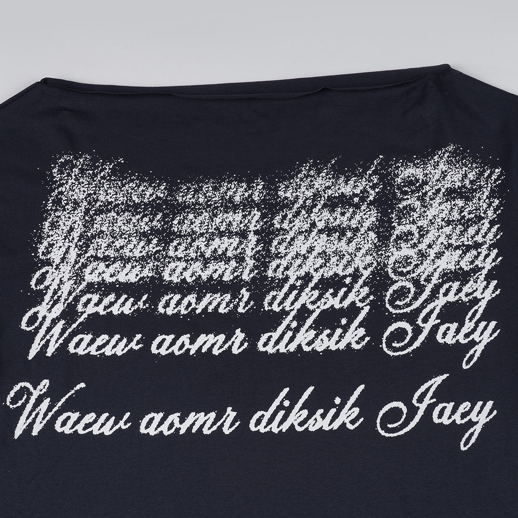 Letter - Printed Irregular Off - Shoulder Short - Sleeve Top