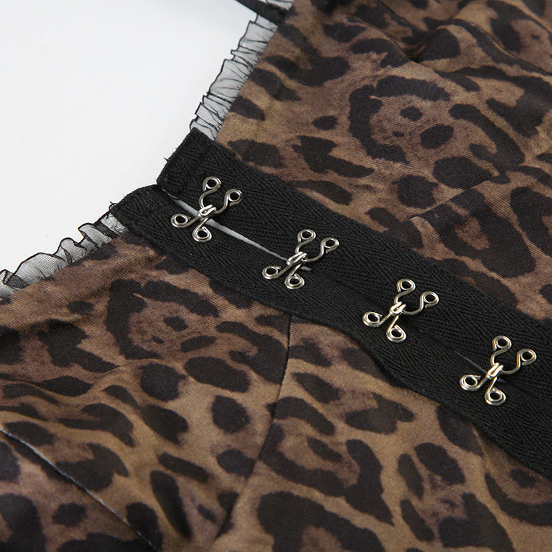 Spice Girl Leopard - Print Lace - Spliced Corset Camisole