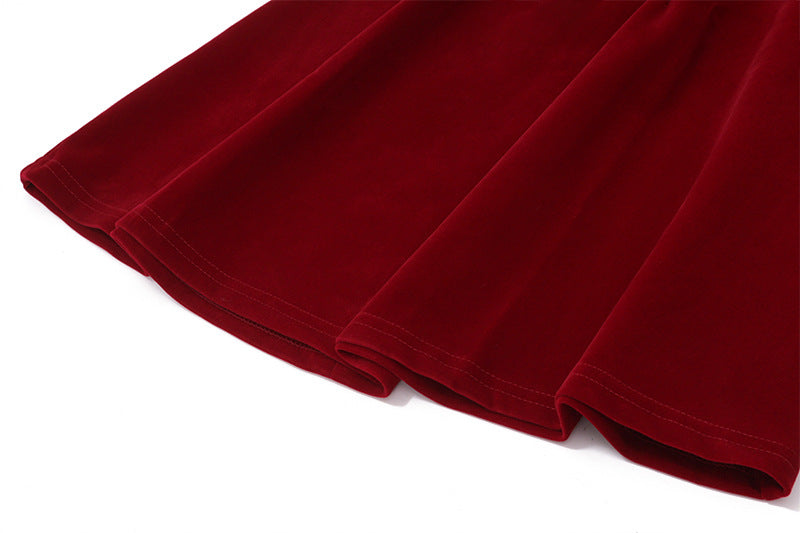 Velvet Bandeau Puff Mini Dress