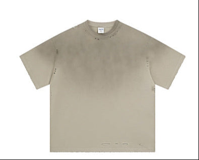 Spray-Dyed Distressed Loose-Fit Vintage Washed T-Shirt