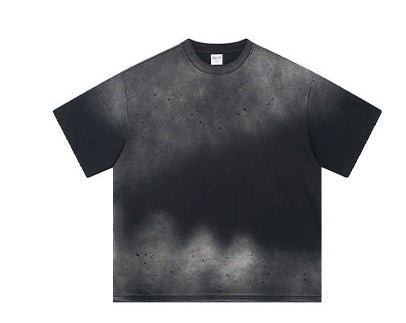 Ink-Splashed Spray-Dyed Distressed Washed Vintage T-Shirt