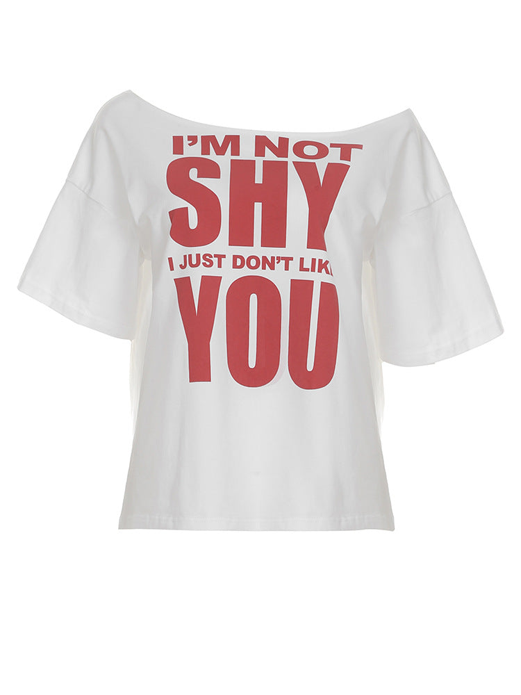 Personalized Letter - Slogan Off - Shoulder Crop Top