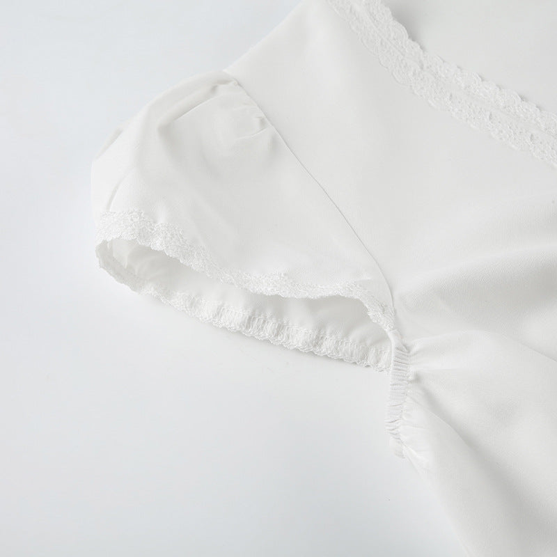 French Romantic Lace V - Neck Blouse