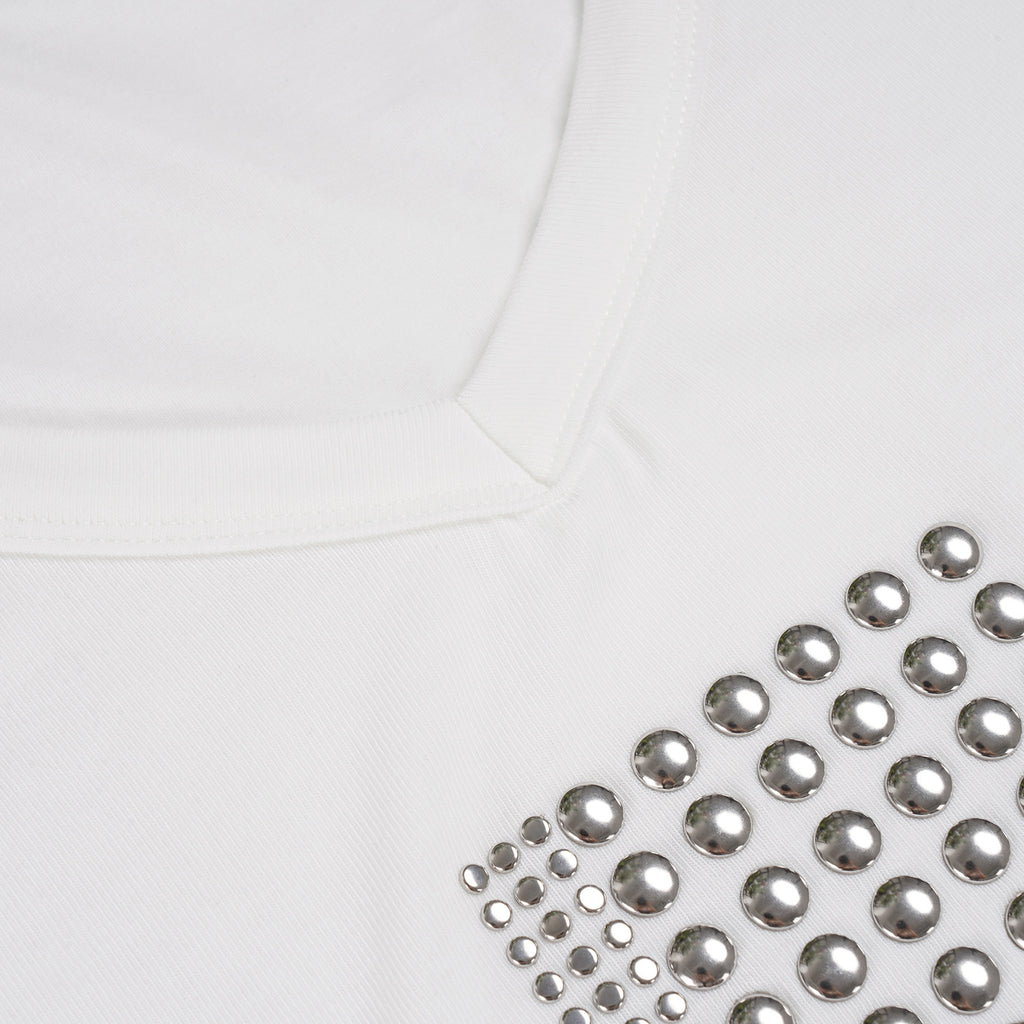 Rivet Cross Asymmetric V - Neck T - Shirt