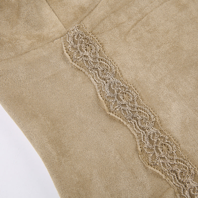 Vintage Lace Cross V - Neck Halter Corset