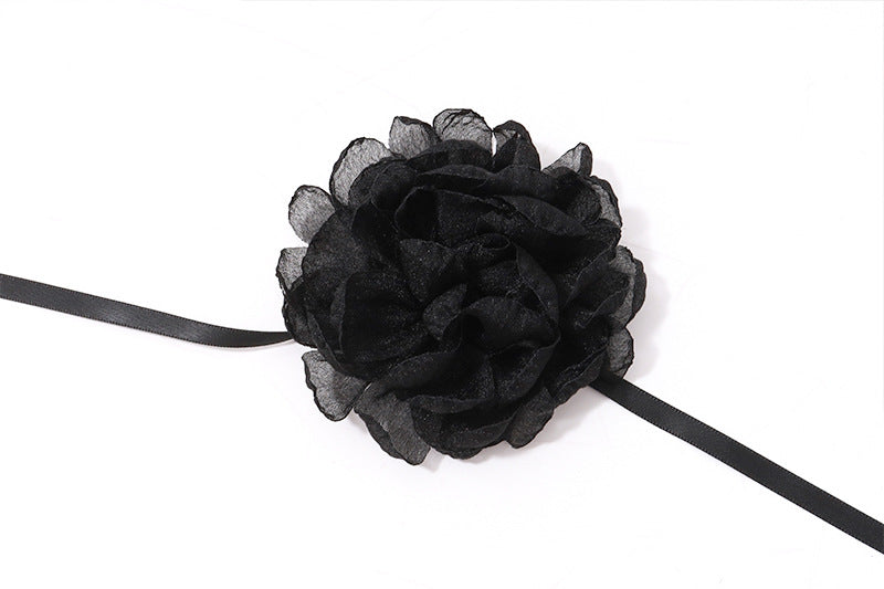 Red - Black Contrast Halter Lace - Up Dress