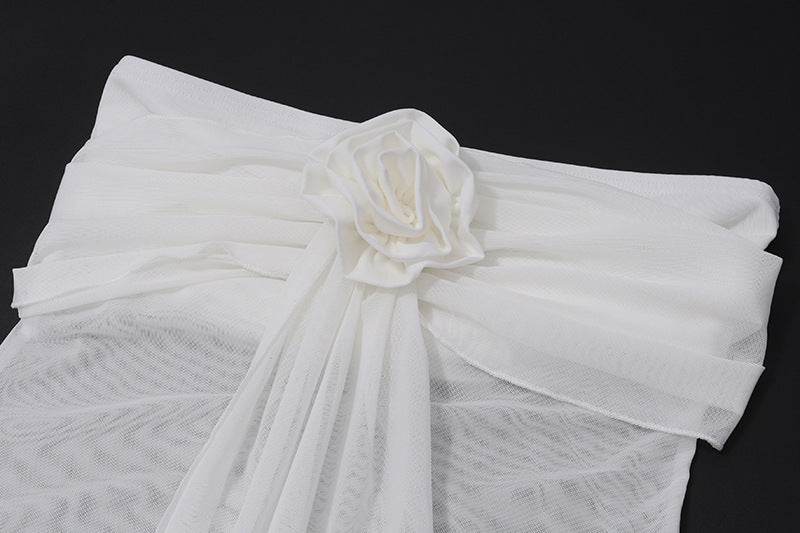 One - Shoulder Tie - Strap Sheer Overlay Set