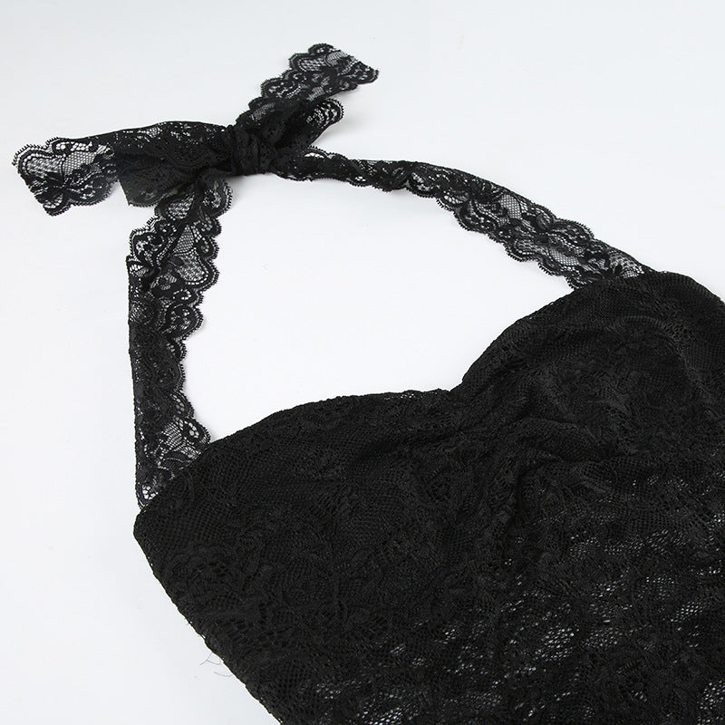 Lace Halter Sheer Corset Top