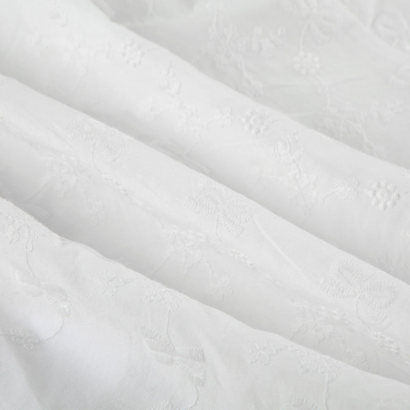 Vintage French Lace - Up Embroidered Blouse