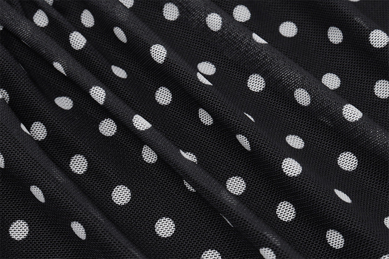 Polka Dot Spaghetti Strap Deep - V Mermaid Dress