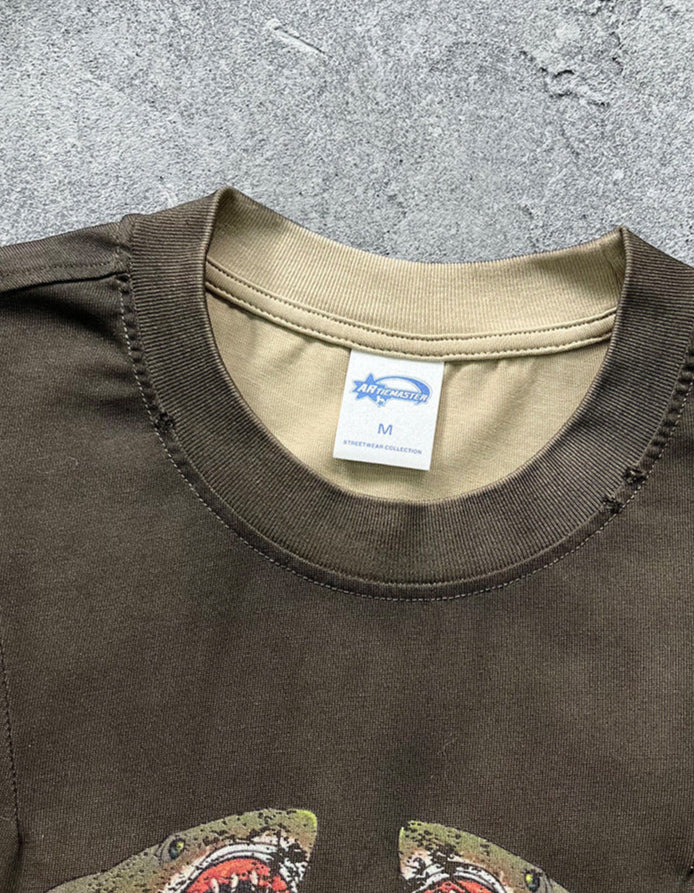 Streetwear Dark Gothic Shark Graphic Printed T-Shirt