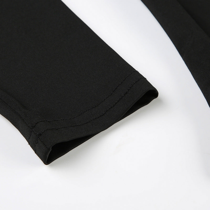 Personalized - Cut Off - Shoulder Hollow - Out Long - Sleeve Crop Top