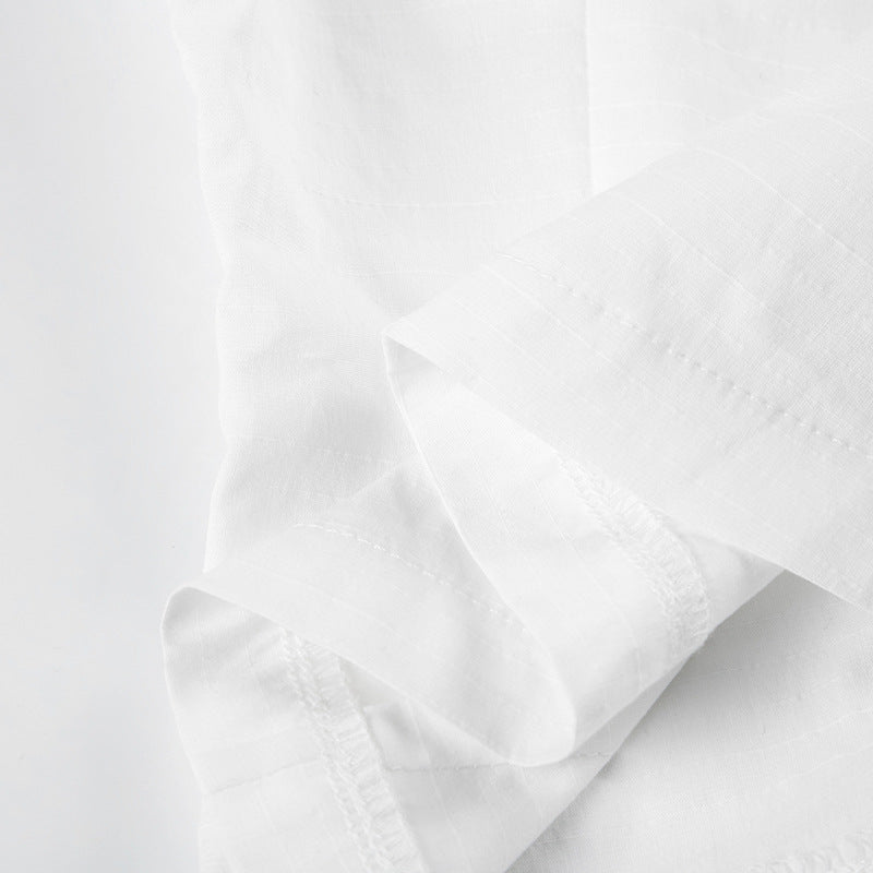 French - Style Deep - V Puff - Sleeve Waist - Cinched Crop Top